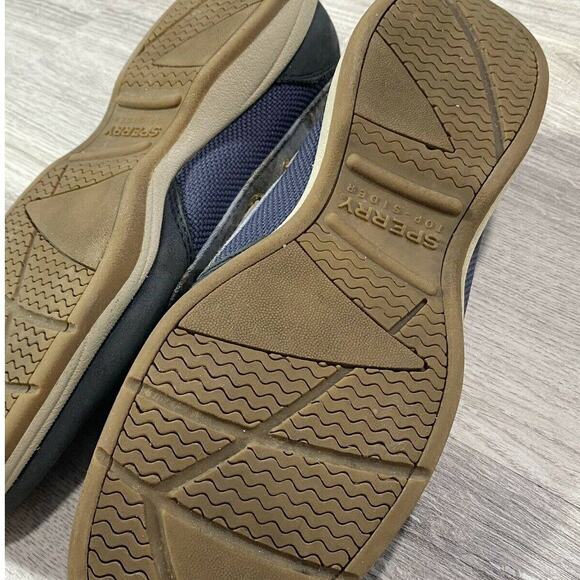 Navy blue Sperry Top-Sider loafers shoes 7M plaid Leather Upper - Picture 8 of 11